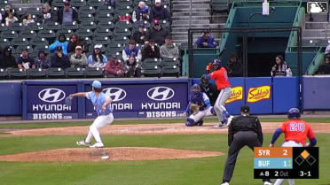 Cristian Pache triples (1) on a sharp line drive to right fielder Riley Tirotta. Ryan Clifford scores.