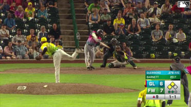 Eduardo Guerrero reaches on a throwing error by third baseman Bradley Frye. Jaron Elkins scores. Nico Perez scores.
