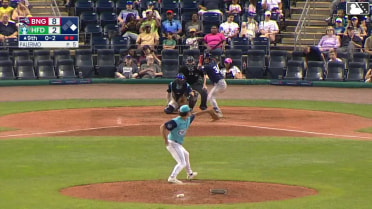 Nick Lorusso doubles (15) on a sharp line drive to right fielder Braylen Wimmer. Chris Suero scores.
