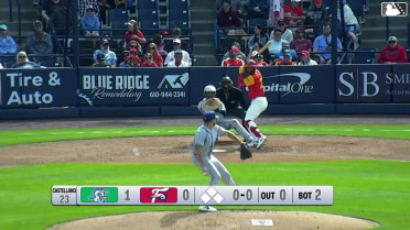 Raylin Heredia homers (1) on a line drive to left center field.