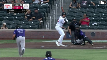 Dustin Harris hits an inside-the-park home run (1) on a fly ball to right-center field. Bryce Johnson scores.