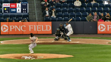 Oswaldo Cabrera singles on a ground ball to second baseman Trey Lipscomb. Jasson Domínguez scores.