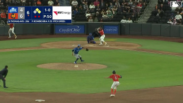 Colby Thomas doubles (1) on a sharp line drive to center fielder Michael Siani. Drew Swift scores. Zack Gelof scores.