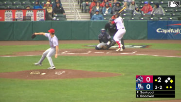 Nick Goodwin homers (1) on a line drive to left field. Eddie Micheletti Jr. scores.
