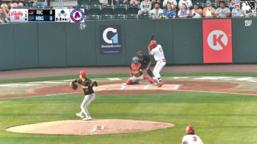 Elijah Green doubles (3) on a sharp fly ball to left fielder Jose Astudillo. Devin Fitz-Gerald scores.