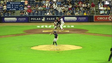 Kristian Campbell out on a sacrifice fly to center fielder Kameron Misner. Allan Castro scores.
