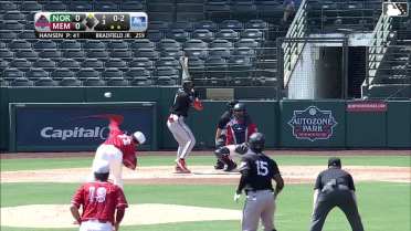 Pete Hansen In play, run(s) to Enrique Bradfield Jr.