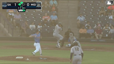 Romeo Sanabria out on a sacrifice fly to left fielder Clark Elliott. Luis Verdugo scores.