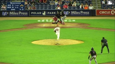 Rece Hinds out on a sacrifice fly to left fielder Kristian Campbell. Cam Cannarella scores.