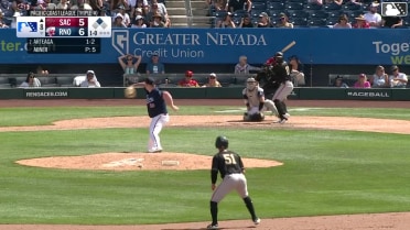 Aeverson Arteaga doubles (4) on a line drive to left fielder Jack Hurley. Turner Hill scores.
