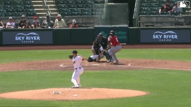 Ryan Bliss homers (7) on a fly ball to left field.