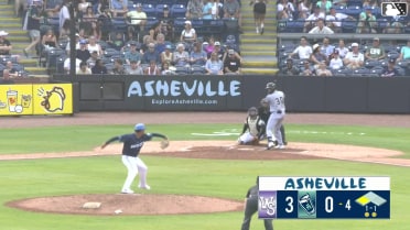 Jeral Perez singles on a ground ball to center fielder Caden Powell. Ryan Burrowes scores.