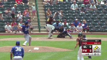 Kavares Tears flies into a double play, left fielder Jose Meza to catcher Victor Rodrigues to third baseman Logan Wagner. Ryan Wideman out at 3rd.