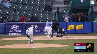 Carlos Mendoza out on a sacrifice fly to left fielder Jasson Domínguez. C.J. Stubbs scores.