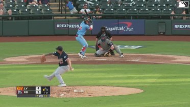 Aaron Zavala doubles (21) on a fly ball to center fielder Brayan Buelvas. Josh Smith scores.