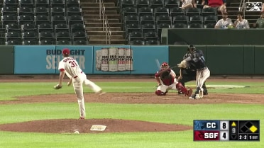 Zach Daniels squeaks home run over right-center field