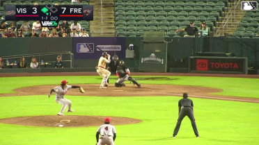 Clayton Gray out on a sacrifice fly to center fielder Pedro Catuy. Carlos Renzullo scores.