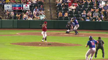 Kala'i Rosario doubles (5) on a sharp line drive to right fielder Alfonsin Rosario. Aaron Sabato scores.
