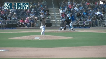 Jordyn Adams homers (1) on a fly ball to left center field. Mike Boeve scores.