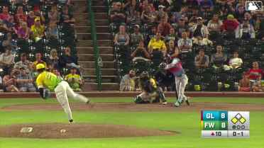 Eduardo Quintero out on a sacrifice fly to left fielder Kasen Wells. Charles Davalan scores.