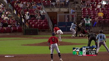 Juan Benjamin singles on a ground ball to right fielder Luis Fragoza. Jeffrey Mercedes scores.