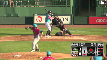 C.J. Pittaro singles on a ground ball to center fielder Charles Davalan. Myles Naylor scores.