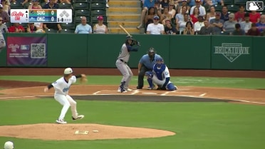 Cavan Biggio homers (12) on a fly ball to right field.