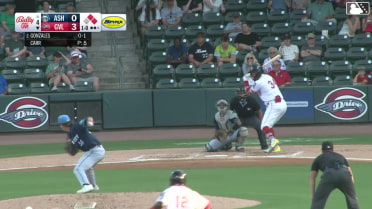 Catcher John Garcia picks off Enddy Azocar at 1st on throw to first baseman Freuddy Batista.