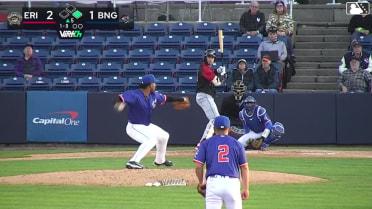 Izaac Pacheco out on a sacrifice fly to left fielder Chris Suero. Justice Bigbie scores.