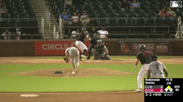 Colby Shelton singles on a ground ball to right fielder Owen Carey. Alec Briley scores.