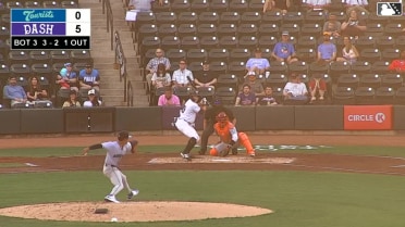 Colby Shelton homers (1) on a line drive to right center field.