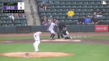 Shalin Polanco triples (1) on a sharp line drive to right fielder George Wolkow.