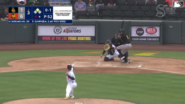 Jeimer Candelario singles on a sharp line drive to right fielder Junior Perez. Denzer Guzman scores.