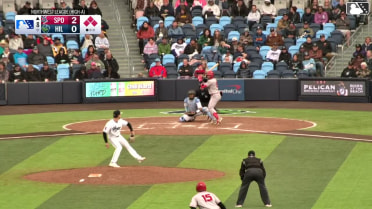 Alan Espinal out on a sacrifice fly to left fielder Brady Counsell. Jacob Humphrey scores.