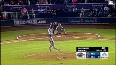 Darrien Miller homers (9) on a fly ball to right field.