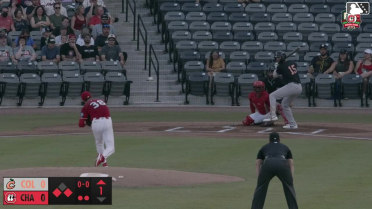 Jordan Groshans singles on a soft ground ball to third baseman Cam Collier. John Gil scores. Alex Lodise to 2nd.