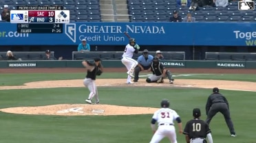 Angel Ortiz homers (1) on a fly ball to right field. LuJames Groover scores.