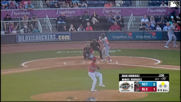 Raudi Rodriguez singles on a line drive to center fielder Dasan Brown. David Calabrese scores.