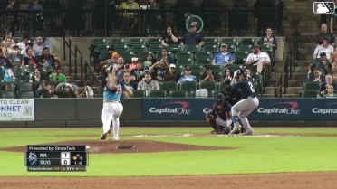 Jonah Bride singles on a ground ball to center fielder Kellen Strahm. Nick Pratto scores.