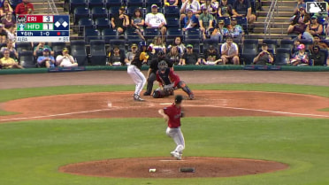 GJ Hill doubles (19) on a sharp line drive to right fielder Roberto Campos. Braylen Wimmer scores. Jack O'Dowd to 3rd.