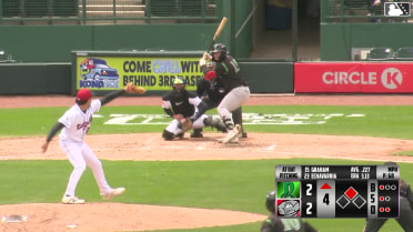 Carter Graham doubles (1) on a fly ball to right fielder Nate Nankil. Peyton Stovall scores.