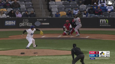 Vinny Capra homers (1) on a fly ball to center field. Jason Delay scores.