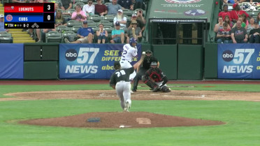 Jack Perkins collects his fifth strikeout for Lansing