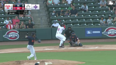 Yophery Rodriguez homers (1) on a fly ball to right field.