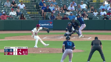 Tyler Whitaker grounds into a double play, shortstop Corey Seager to second baseman Frainyer Chavez to first baseman Arturo Disla. Cameron Sisneros out at 2nd. Tyler Whitaker out at 1st.
