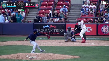 Robert Calaz homers (12) on a line drive to left field.