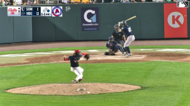 DJ Gladney triples (2) on a sharp fly ball to center fielder Johnathon Thomas. Jackson Castillo scores.