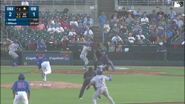 Peyton Wilson doubles (25) on a fly ball to right fielder Justin Dean. Alejo Lopez scores.