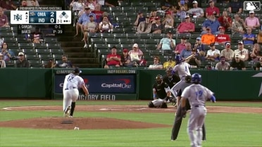 Maikel Garcia doubles (1) on a line drive to left fielder Joshua Palacios. Alejo Lopez scores.