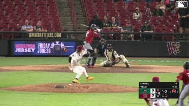 Samuel Munoz singles on a ground ball to left fielder Josh Adamczewski. Anson Aroz scores.